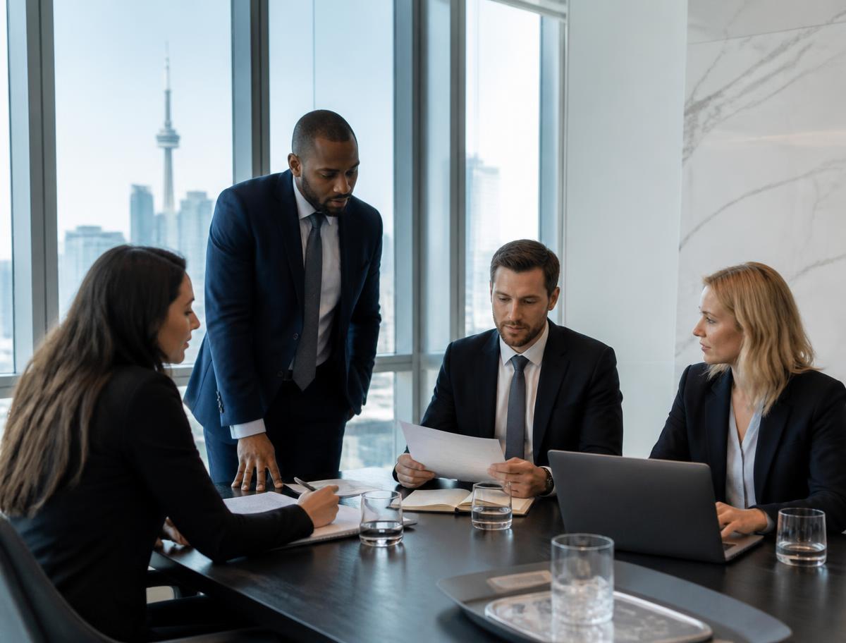Legal professionals reviewing a Toronto search visibility strategy